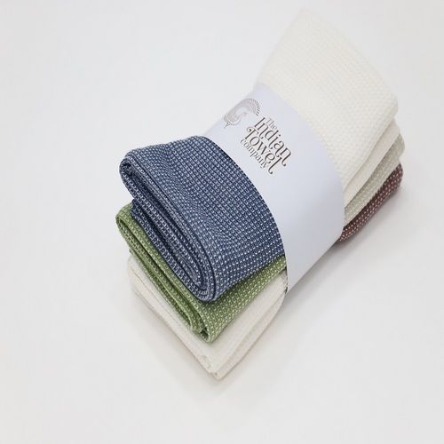 The Indian Towel Company Kids Bath Towel Blue, Maroon, Green & Taupe Pack of 4