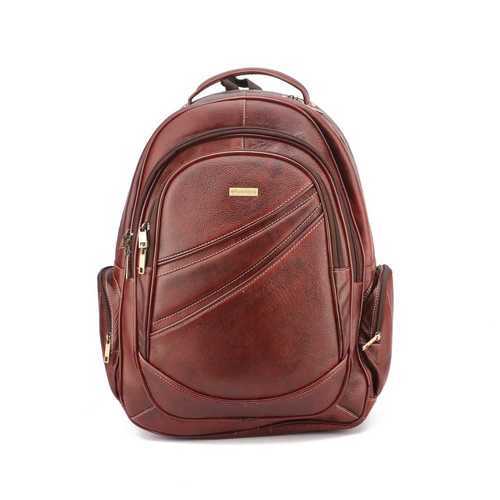 Moisture Proof Brown Leather Backpack Bag For Mens