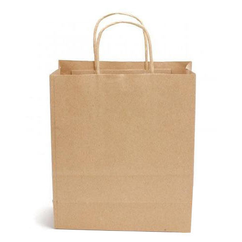 Rectangular Plain Brown Colour Kraft Paper Bag With High Weight Bearing Capacity