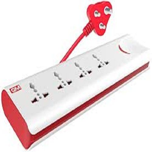 Red And White 4 Socket Extension Boards, 1 Power Strip With Master Switch, Indicator, Safety Shutter And 4 International Sockets