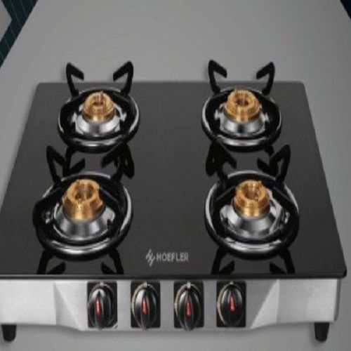 Scratch Resistant Automatic Hoofer Real Flame 4 Burner Glass Top Gas Stove For Kitchen Dimension(L*W*H): 69 X 55 X 14  Centimeter (Cm)