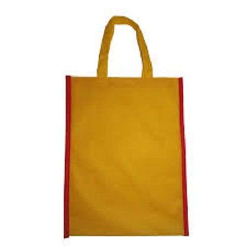 Silk Printing Yellow And Red Color Carry Bags For Grocery With Non Loop Handle And Non Woven Fabrics