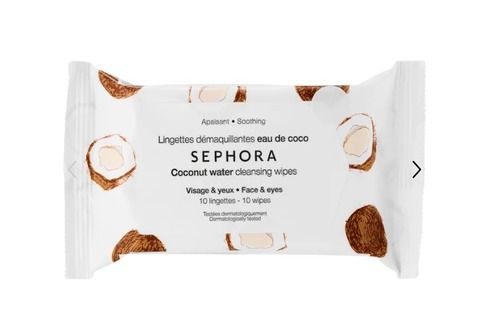 10 Wipes Sephora Coconut Water Cleansing Wipes With Aloe Vera, No Colour