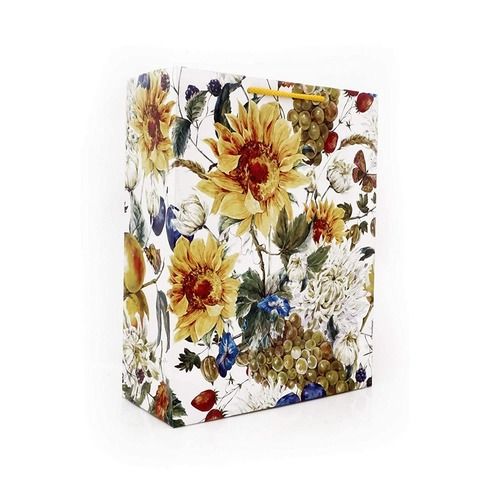 White Ecofriendly Durable And Beautiful Multi Color Floral Printed Pattern Paper Bags