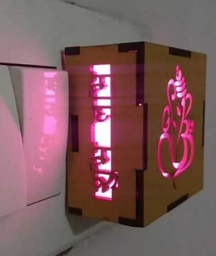 Pink Hand Made Rectangle Decorative Wooden Night Lamp