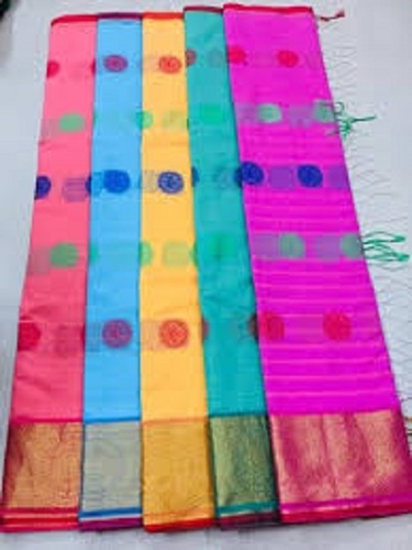 Multi Colour Smooth Texture Tear Resistance Light Weight Party Wear Cotton Silk Printed Ladies Sarees