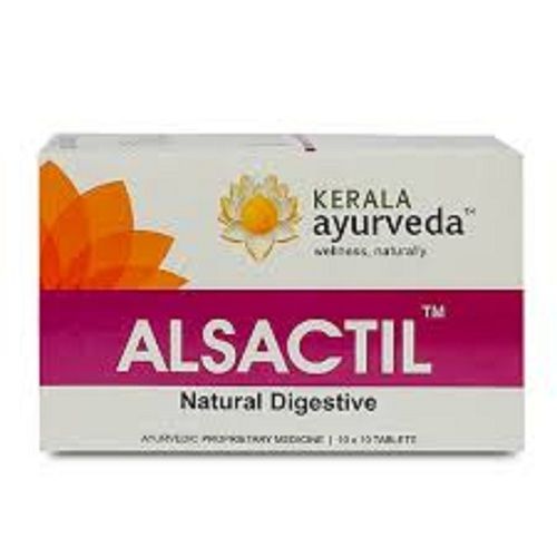 Alsactil Natural Digestive Tablets, Kerala Ayurveda,10x10 Tablets, Packaging Box