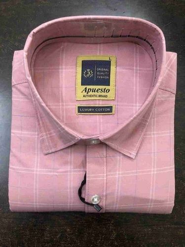 Breathable And Comfortable Pink Color Daily Wear Full Sleeves Hard Collar Style Mens Shirts Collar Style: Classic