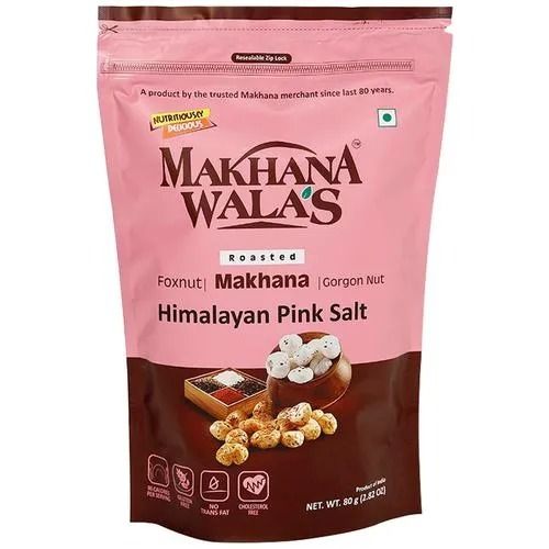 Himalayan Pink Salted Flavor Roasted Makhana For Snacks, 80 Gram Pack