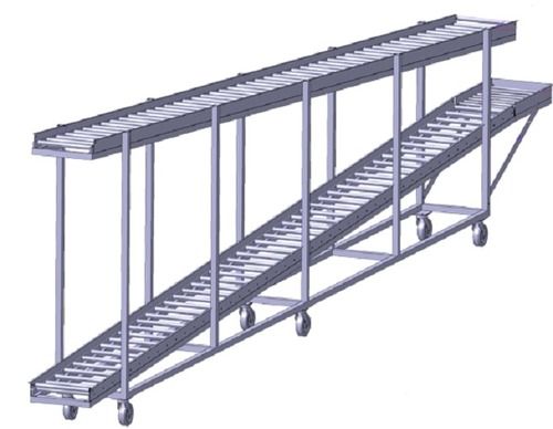 Moveable Roller Conveyor For Plastic Bins With Two Racks