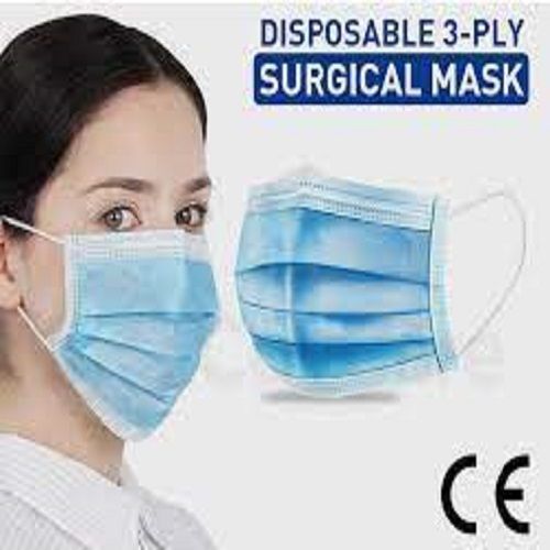 Disposable Surgical 3 ply Face Mask with Nose Pin and Soft Elastic