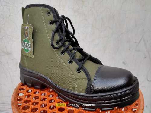 Breathable Mens Green Genuine Leather Semi Round Ankle Length Army Combat Boots