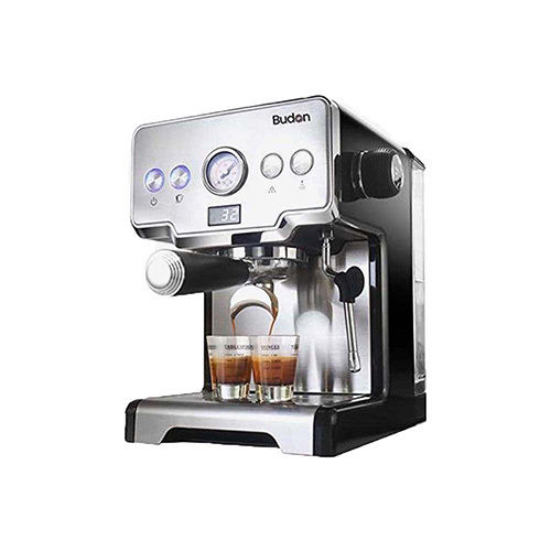 Black And Silver Smooth Finish Budan Semi Automatic Coffee Machine