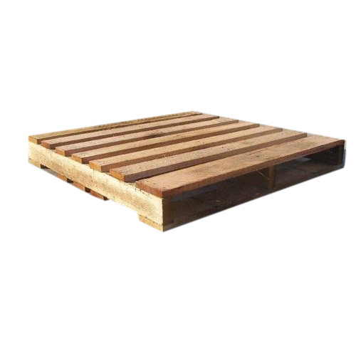 Natural Wood Rectangular Pallets - Customized Size, 200 kg Load Capacity, Light Weight, Long Lasting, Reusable, 2-Way Entry