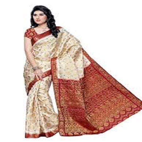 Daily Wear Womens Printed Pattern Cotton Saree With Blouse Piece Set