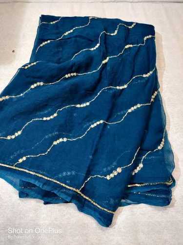 Plain Designer Party Wear Blue Colour Georgette Bollywood Stone Work Saree