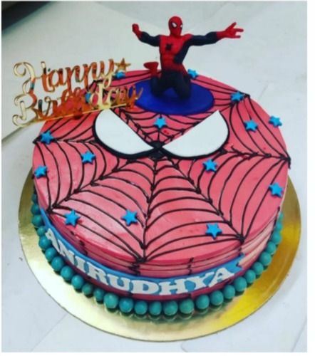 Fresh And Delicious Pineapple Cake In Spiderman Design For Small Kids 1 Kg Additional Ingredient: Pine Apple