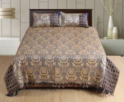 Brown Luxurious Looking Jacquard Printed Double Bed Sheet For Home Uses