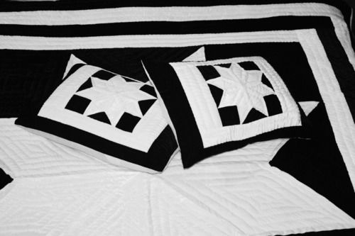  Black And White Rectangular Star Printed Set Of 2 Pillow Cover For Home, Hotel