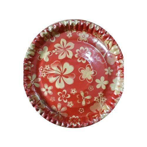 2Mm Disposable Round Red Flower Print Paper Plate For Parties And Wedding 