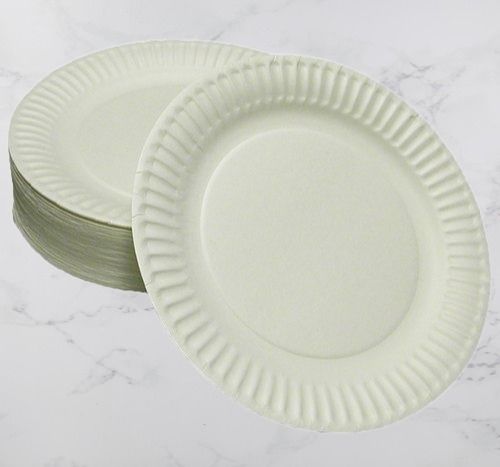 2mm Disposable Round White Plain Paper Plate To Serve Delicious Snacks And For Party