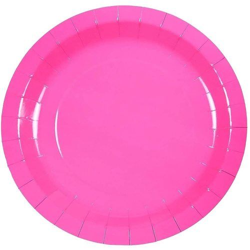 2mm Disposable Sturdy Nature Round Pink Plain Paper Plate With Perfect Finish