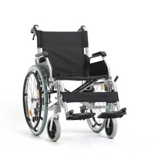 Aluminum Black Colour Folding Wheel Chair Most Suitable For Handicap, Elderly People