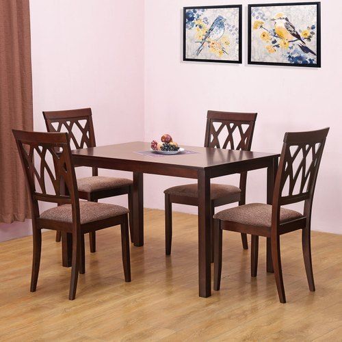 Wood Brown 4 Seater Wooden Dinning Table For Home And Hotel