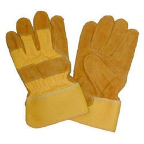 Yellow Full Finger Heat Protection Leather Safety Gloves For Welding And Industrial Use