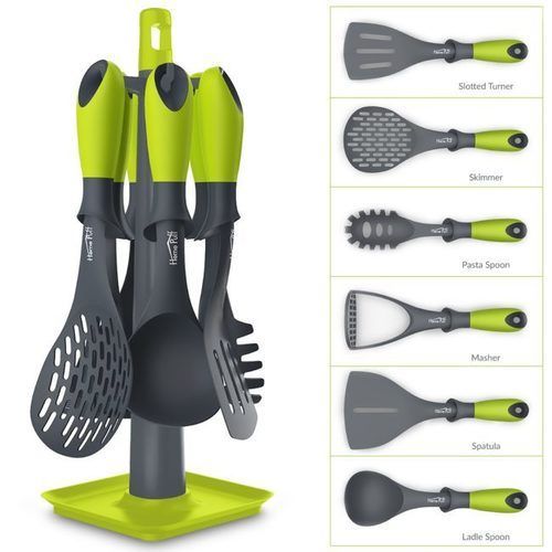 Homepuff Nylon Six Piece Cooking & Serving Tools With Carousel Holder 