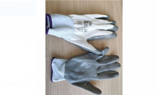 Plain Light Weight Washable Surf Industrial Grey Color Nylon Gloves With Non Slip Grip