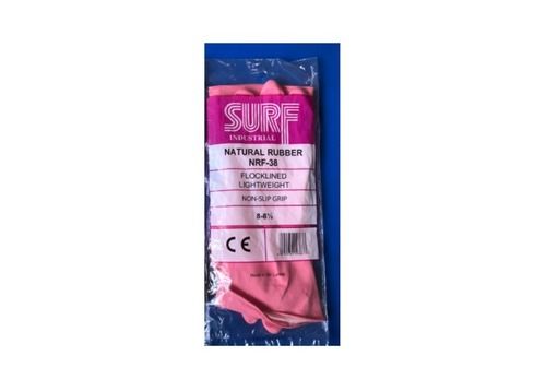 Nrf-38 Flocklined Light Weight Non Slip Grip Pink Color Washable Surf Industrial Natural Rubber Gloves