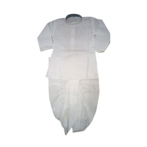 Plain Kids Fancy White Dhoti Kurta With Short Sleeves