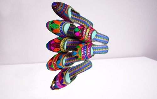 Multi Color Rajasthani Vibrant Slippers Exotic India Women Multi-Color Fashion Sandals For Girl 