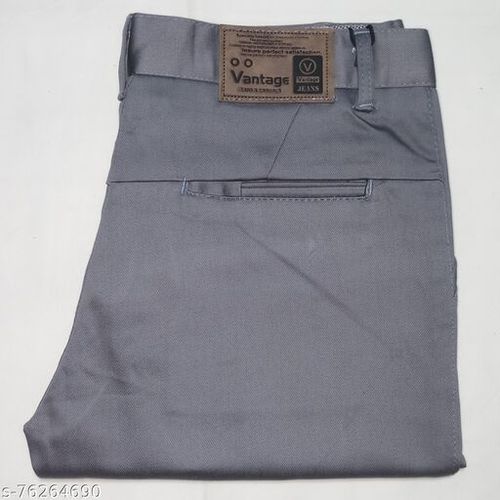 ग्रे स्मूथ टेक्सचर टियर रेसिस्टेंस समर और विंटर वियर ब्रेथेबल स्लिम फिट कॉटन ग्रे पुरुषों की पैंट