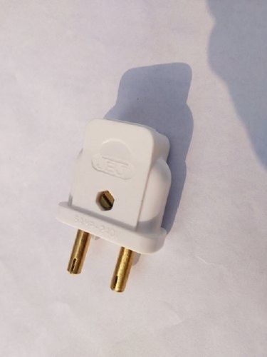 White Color Solid Body Electric Plug Of Two Pin For Indoor And Outdoor Use