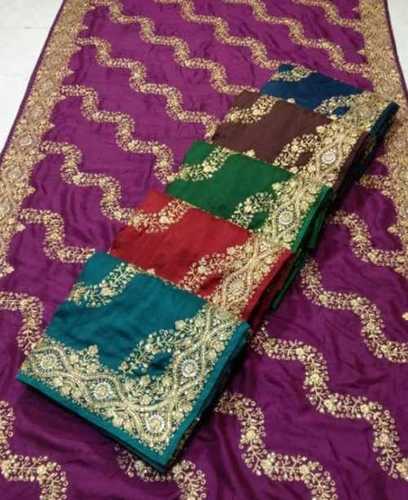 Multicolor Machine Wash Party Wear Women Saree With Unstitched Blouse Piece, 5.5 M