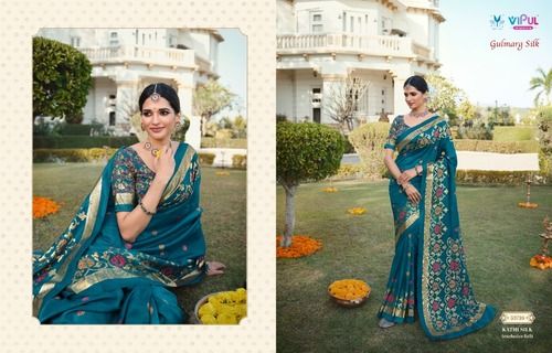 Blue Stunning And Elegant Ladies Traditional Gulmarg Silk Sarees With Blouse