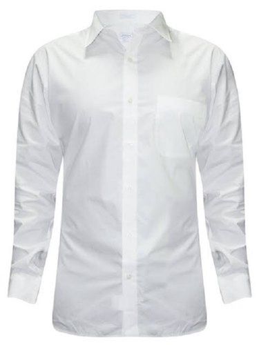 100% Cotton Plain Pattern Full Sleeves Style White Formal Shirt For Men Collar Style: Spread