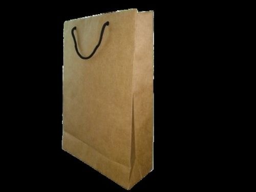 Biodegradable 2.3Mm Paper Embossing Brown Hand Length Handle Carry Bag With Light Weight