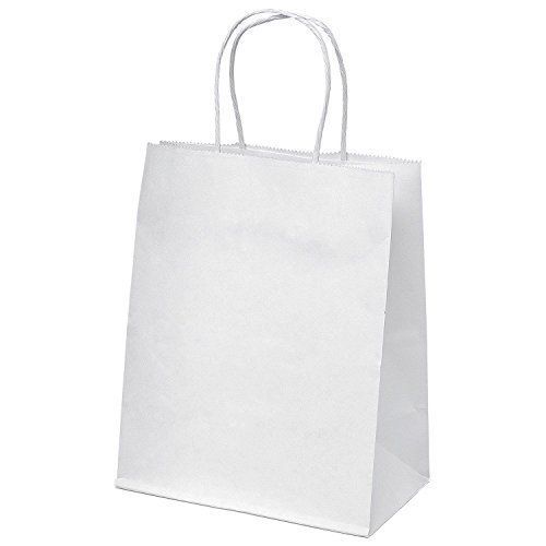 Biodegradable 2.4Mm Paper Embossing Light Weight White Hand Length Handle Carry Bag