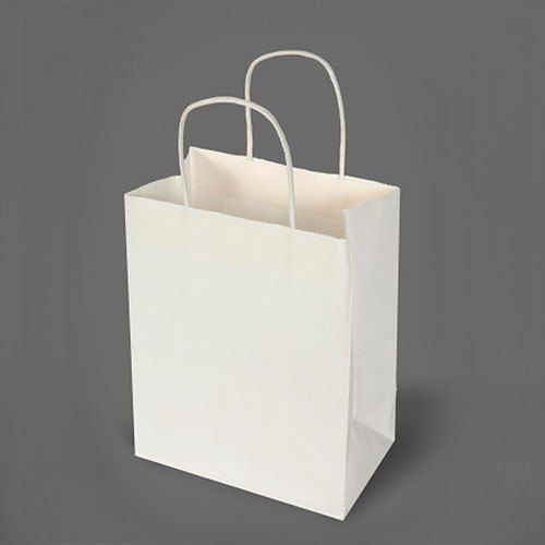 Biodegradable 2.7Mm Modern Design Paper Embossing White Hand Length Handle Carry Bag