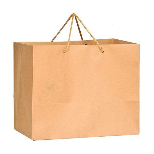 Biodegradable 2.7Mm Paper Sturdy In Nature Embossing Brown Hand Length Handle Carry Bag