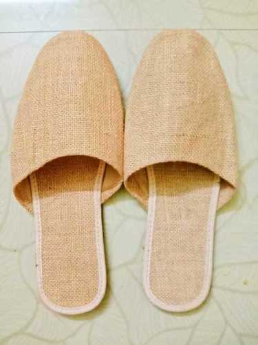 Fabric 5Mm Comfortable Home Usage Soft Foam And Light Weight Light Brown Plain Hotel Jute Slipper