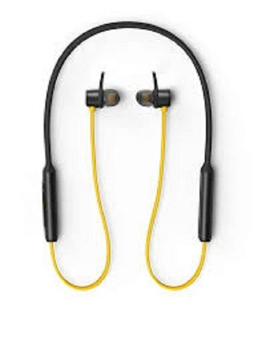 Black And Yellow Wireless Bluetooth Neckband Earphone With Isolating Stereo Sound Quality