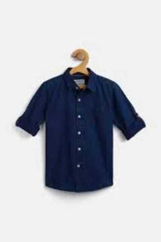 Boys Casual Wear Solid Dark Blue Shirts For Travel, Movies