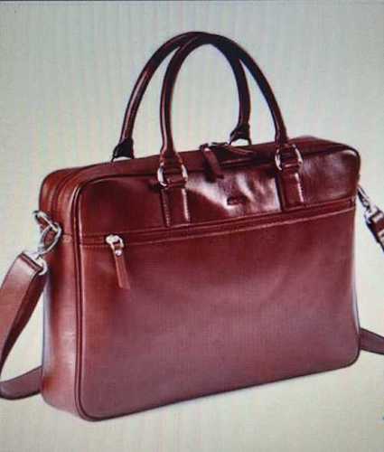 Fine Finishing, Shiny Look Brown Leather Bag For Carry Laptop And Travelling Design: Modern