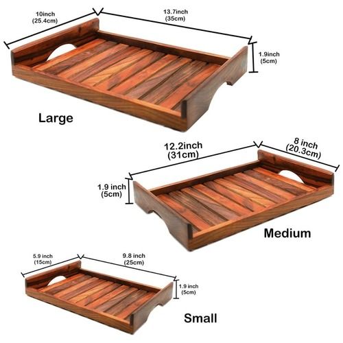  बारीक तैयार लकड़ी की सर्विंग ट्रे 
