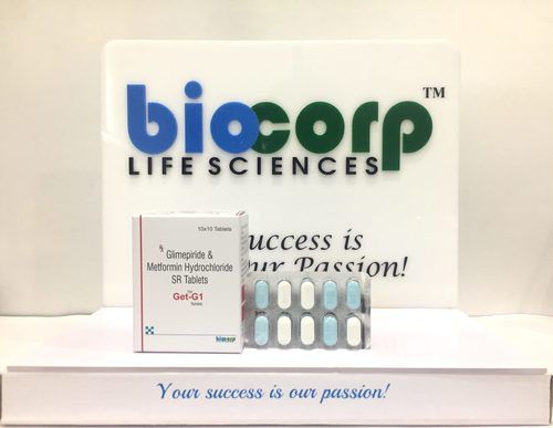  मधुमेह के लिए गेट-जी 1 मेटफॉर्मिन 500 मिलीग्राम और ग्लिमेपीराइड 1 एमजी टैबलेट - 10X10 पैक सामान्य दवाएं