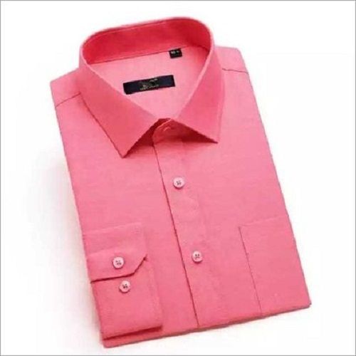 Mens Cotton Pink Color Plain Pattern Formal Wear Shirts With Front Two Pockets Age Group: 19